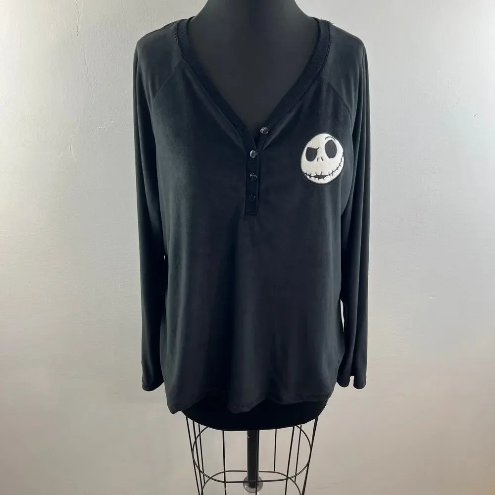 Disney The Nightmare Before Christmas Black Pajama Top Sleepwear Size XL - Picture 2 of 10